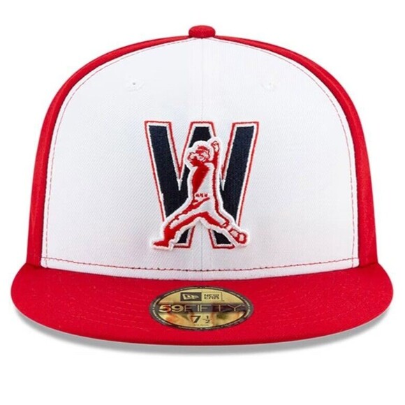 New Era 59Fifty Washington National MLB Hat 7 1/4 Red White Blue Low Profile Cap - Picture 2 of 12